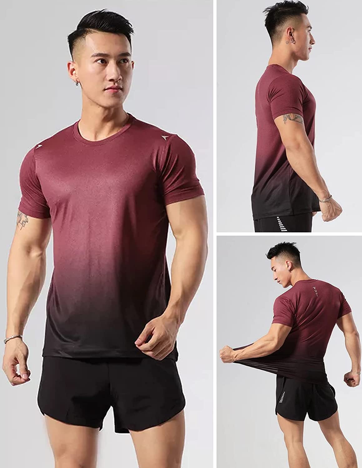 5 Pack Men’s Active Quick Dry Crew Neck T Shirts | Athletic Running Gym Workout Short Sleeve Tee Tops Bulk - Image 2
